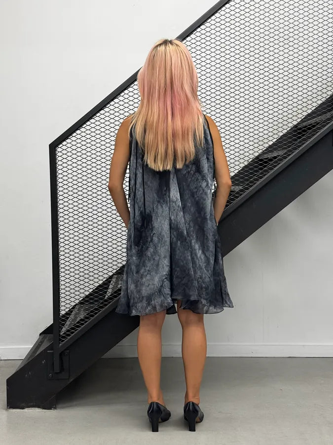 2000s Plein Sud Blue Grey Aqua Fringes Python & Silk Dress SaSMqvd 2