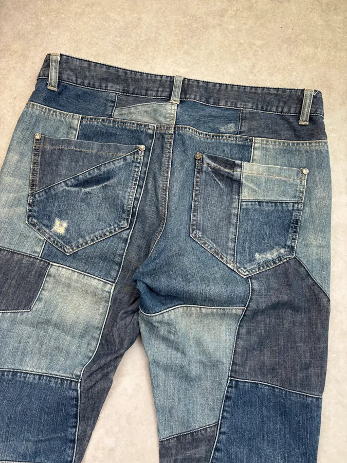 2000s Roberto Cavalli Blue Denim Patchwork Jeans qlnXjSd 6