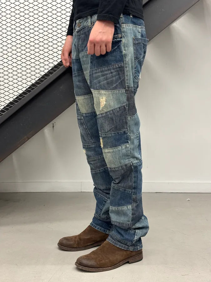 2000s Roberto Cavalli Blue Denim Patchwork Jeans qlnXjSd 1