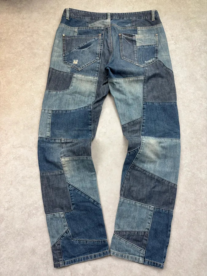 2000s Roberto Cavalli Blue Denim Patchwork Jeans qlnXjSd 5