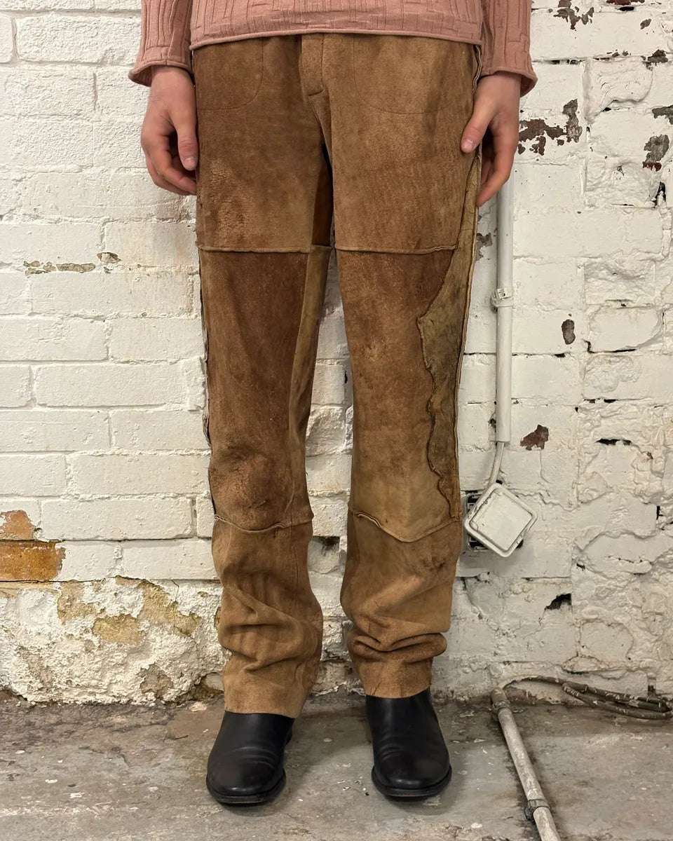 1980s Roberto Cavalli Brown Patchwork Leather Pants oUXfBKM 1