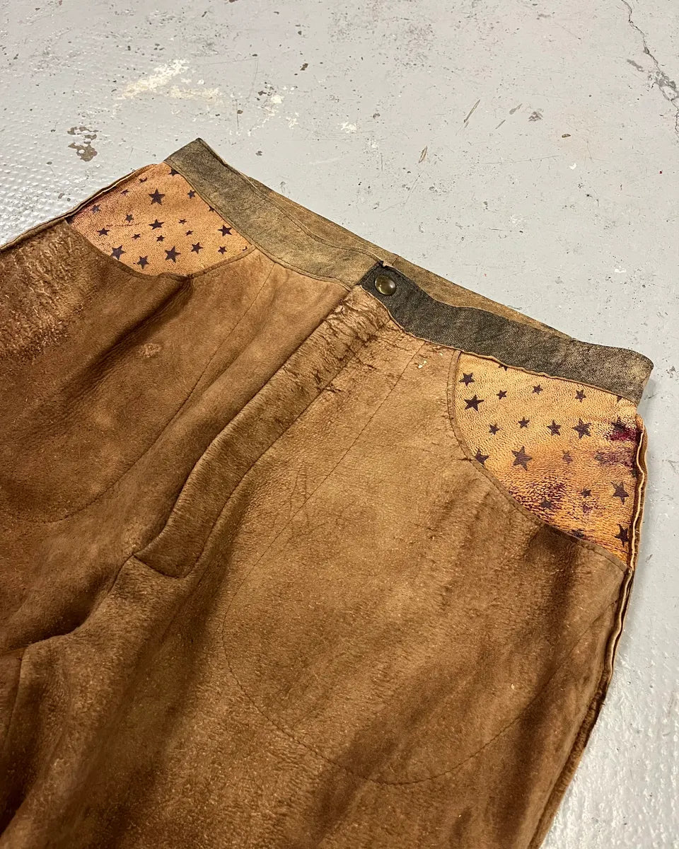 1980s Roberto Cavalli Brown Patchwork Leather Pants oUXfBKM 5
