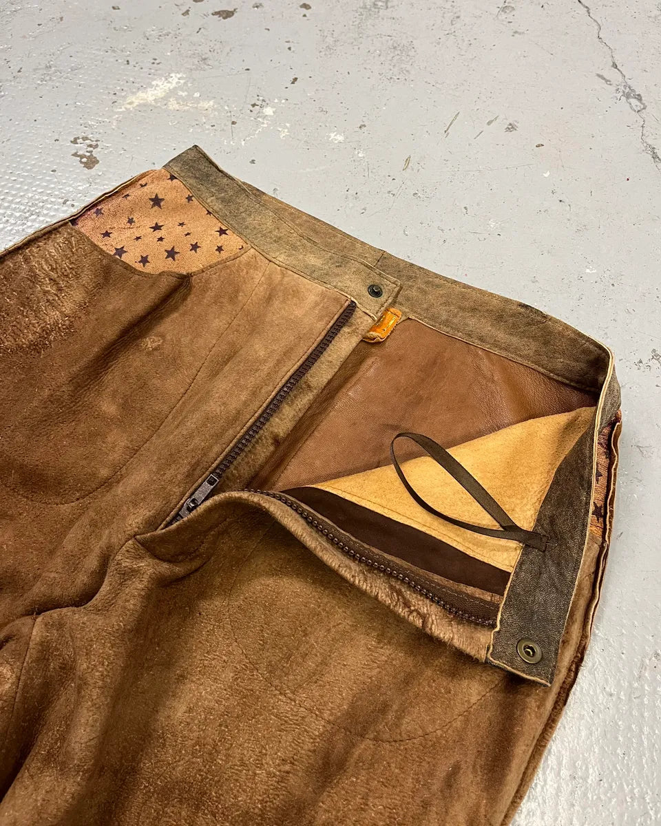 1980s Roberto Cavalli Brown Patchwork Leather Pants oUXfBKM 6