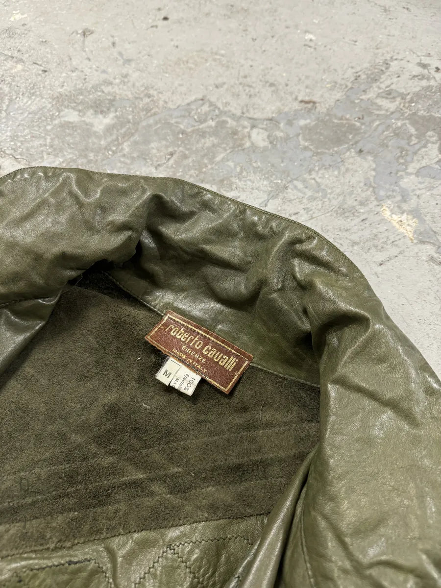 1980s Roberto Cavalli Hybrid Python Khaki Leather Jacket SNpXhuH 8