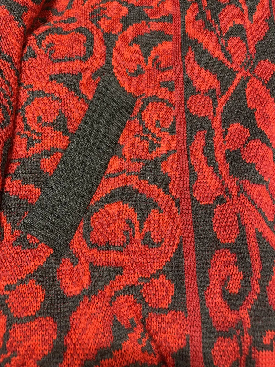 1980s Saint Laurent Rive Gauche Red Floral Cardigan Bomber (XL) doJSdSF 9