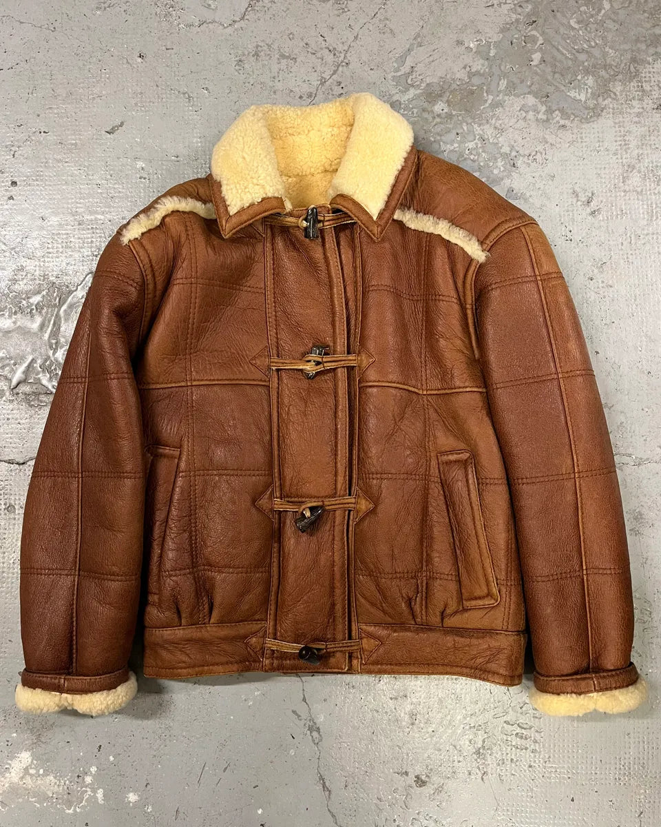 1980s Valentino Brown Shearling Leather Jacket XYDnSEg 0