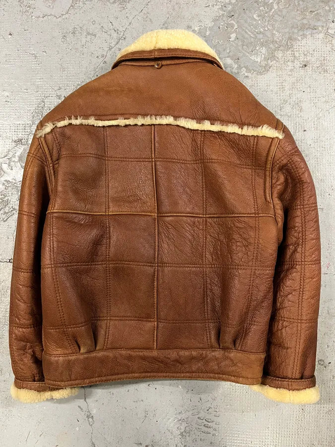 1980s Valentino Brown Shearling Leather Jacket XYDnSEg 1