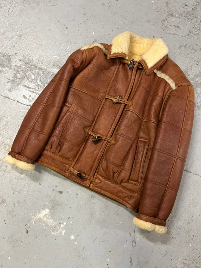 1980s Valentino Brown Shearling Leather Jacket XYDnSEg 4
