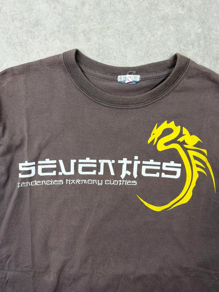 1980s Vintage Grey Yellow Dragon T-shirt RZUOKXF 4