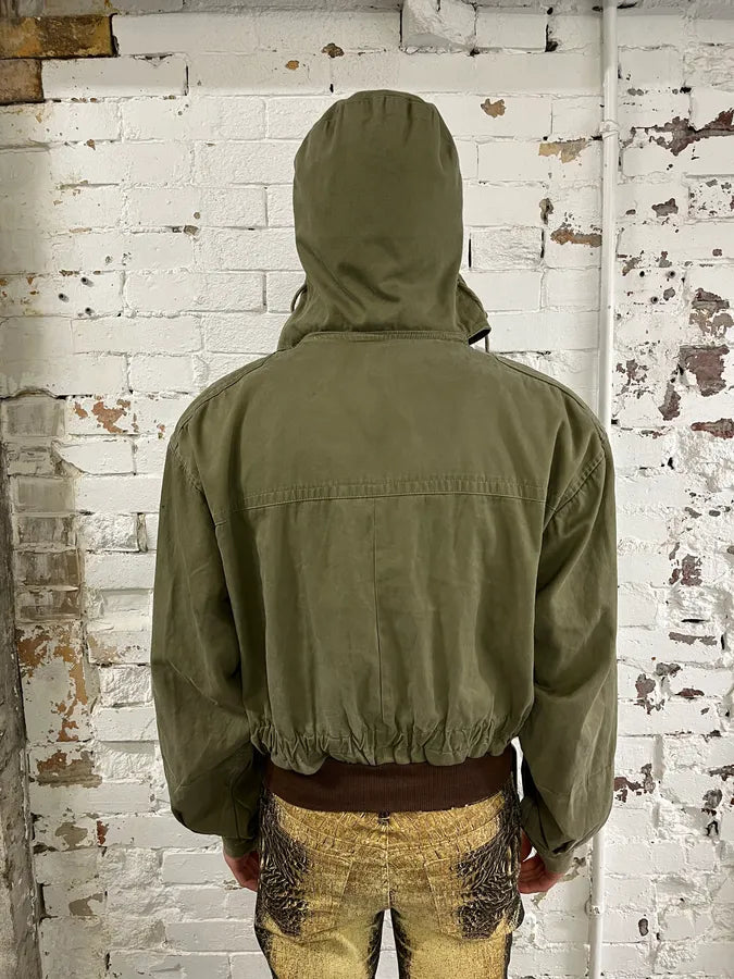 1980s Vintage Military Green Buttoned Hooded Jacket ltAvdCF 2