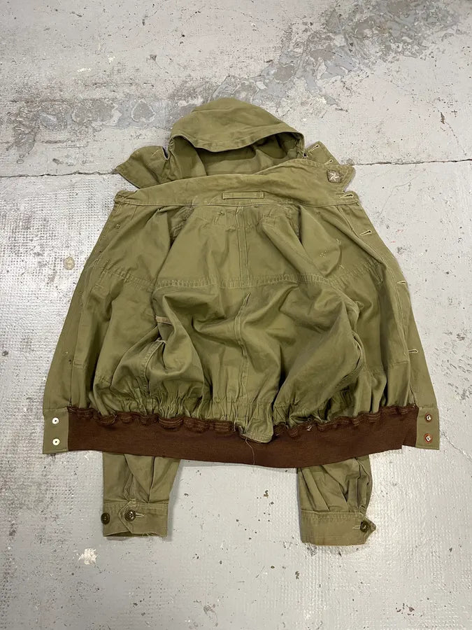 1980s Vintage Military Green Buttoned Hooded Jacket ltAvdCF 8