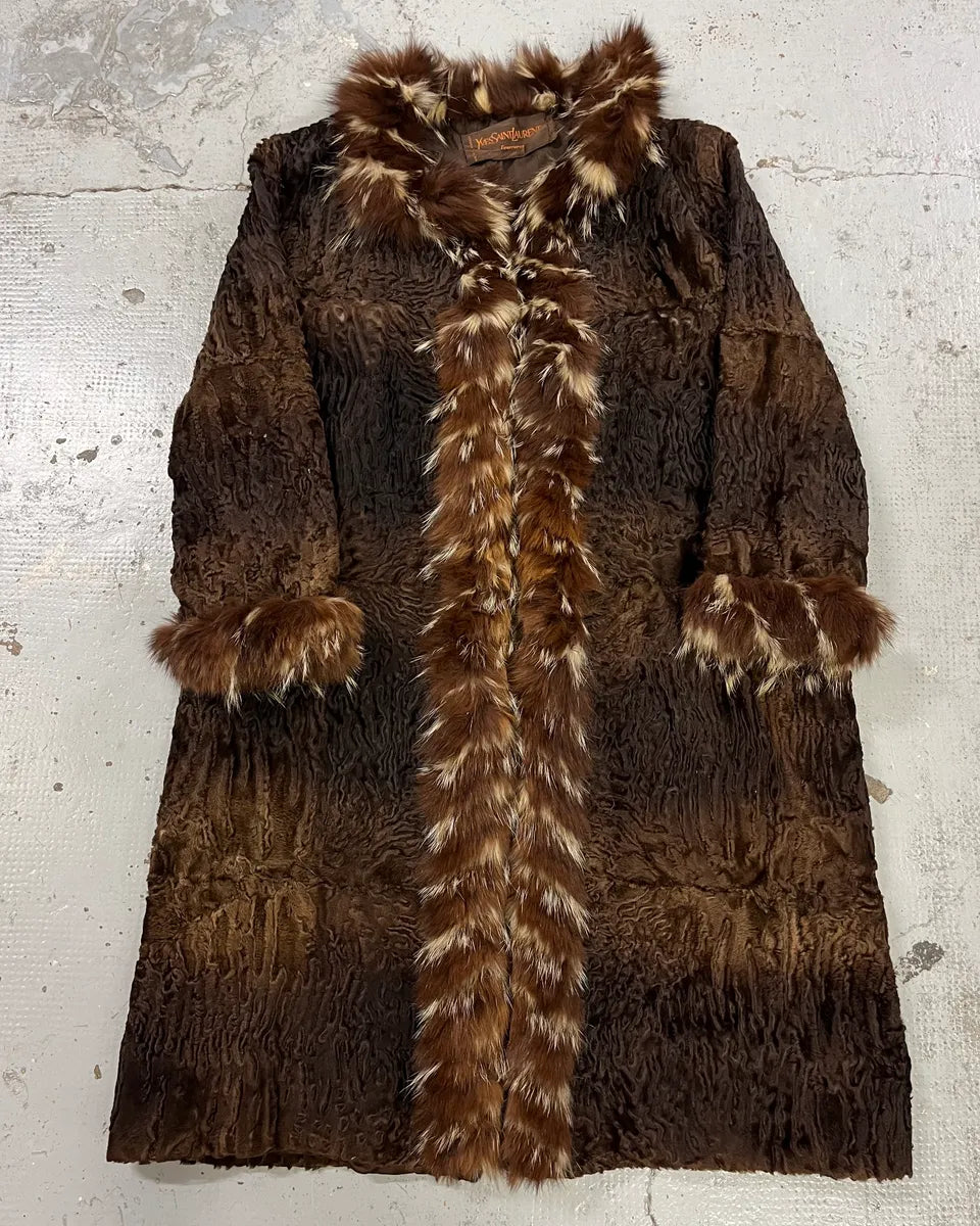 1980s Yves Saint Laurent Astrakhan Fur Relief Coat CnixqwE 0