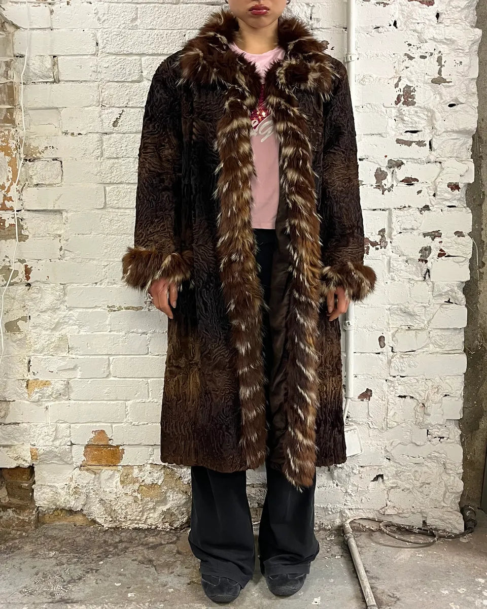 1980s Yves Saint Laurent Astrakhan Fur Relief Coat CnixqwE 1