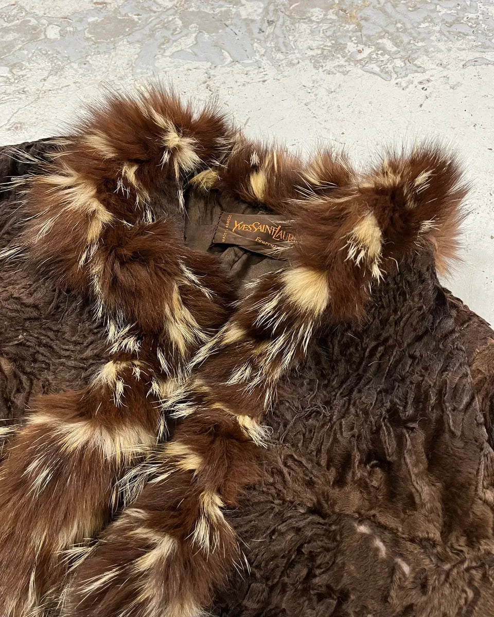 1980s Yves Saint Laurent Astrakhan Fur Relief Coat CnixqwE 4