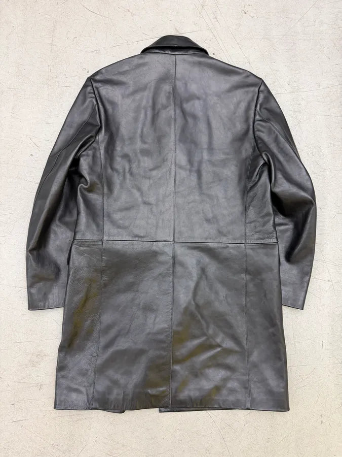 1980s Yves Saint Laurent Black Leather Premium Trench Coat BmaBuUc 1