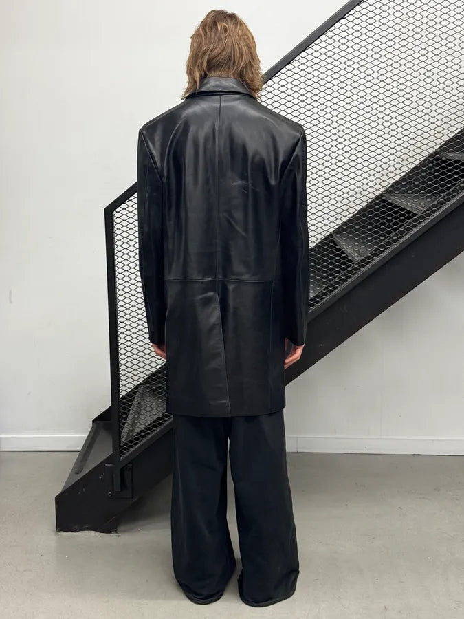 1980s Yves Saint Laurent Black Leather Premium Trench Coat BmaBuUc 3