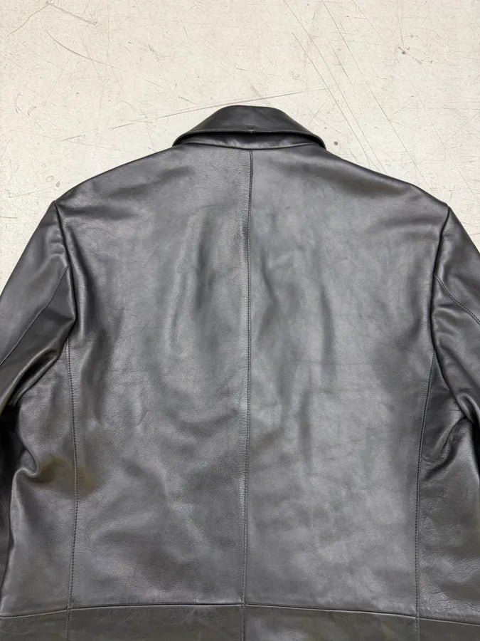 1980s Yves Saint Laurent Black Leather Premium Trench Coat BmaBuUc 7