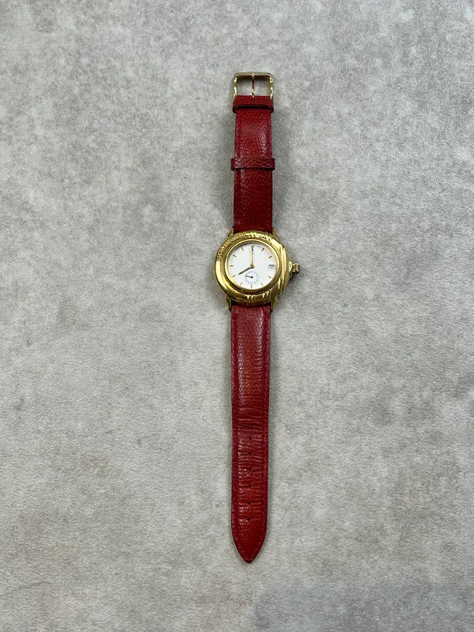 1980s Yves Saint Laurent Bordeaux Leather Quartz Watch sJqhDBV 1