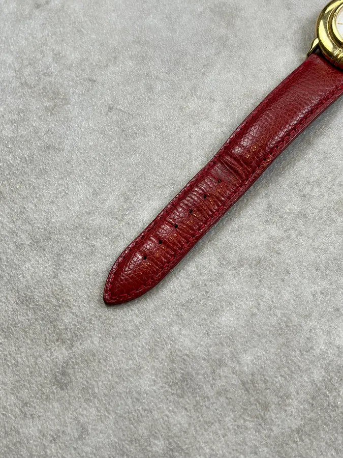 1980s Yves Saint Laurent Bordeaux Leather Quartz Watch sJqhDBV 6