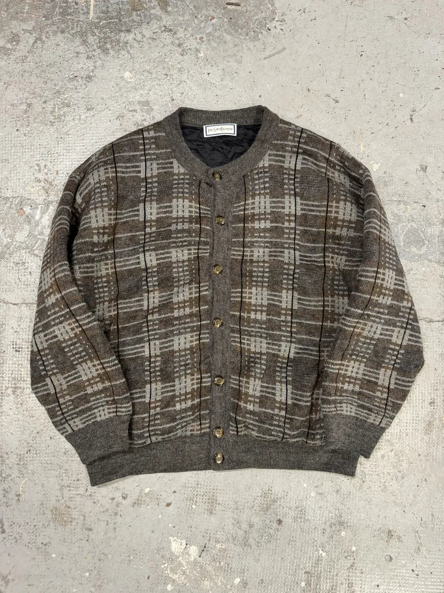 1980s Yves Saint Laurent Brown Wool Bomber Cardigan Jacket DSxMDDX 0