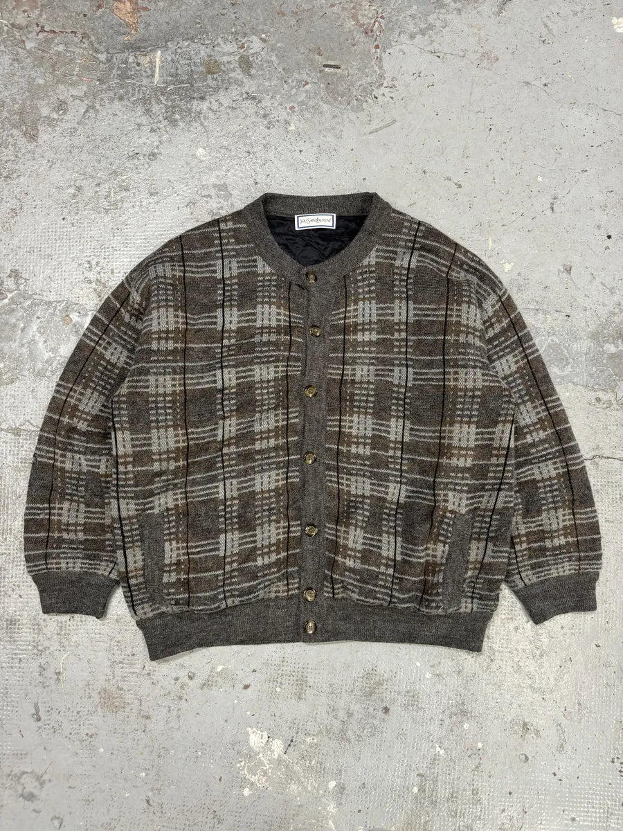 1980s Yves Saint Laurent Brown Wool Bomber Cardigan Jacket DSxMDDX 2