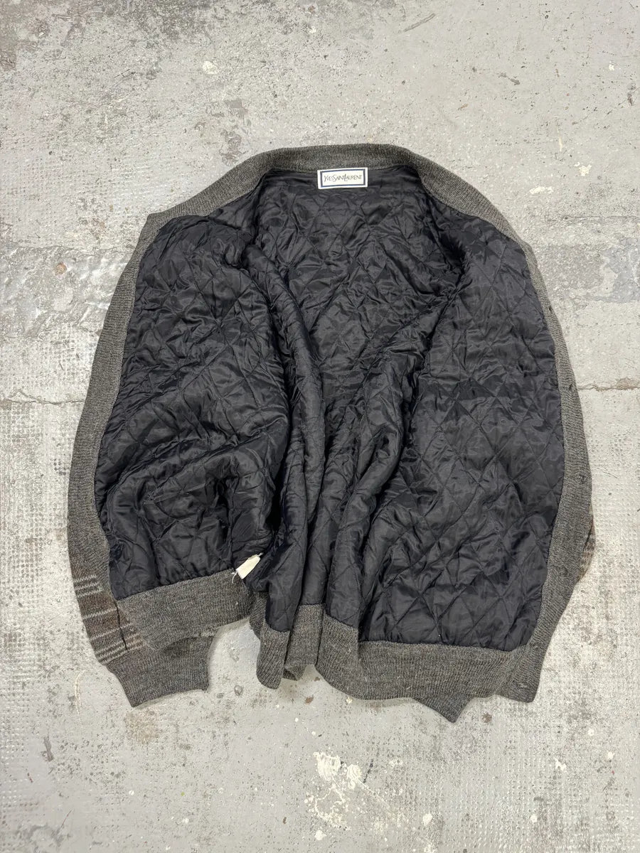 1980s Yves Saint Laurent Brown Wool Bomber Cardigan Jacket DSxMDDX 4