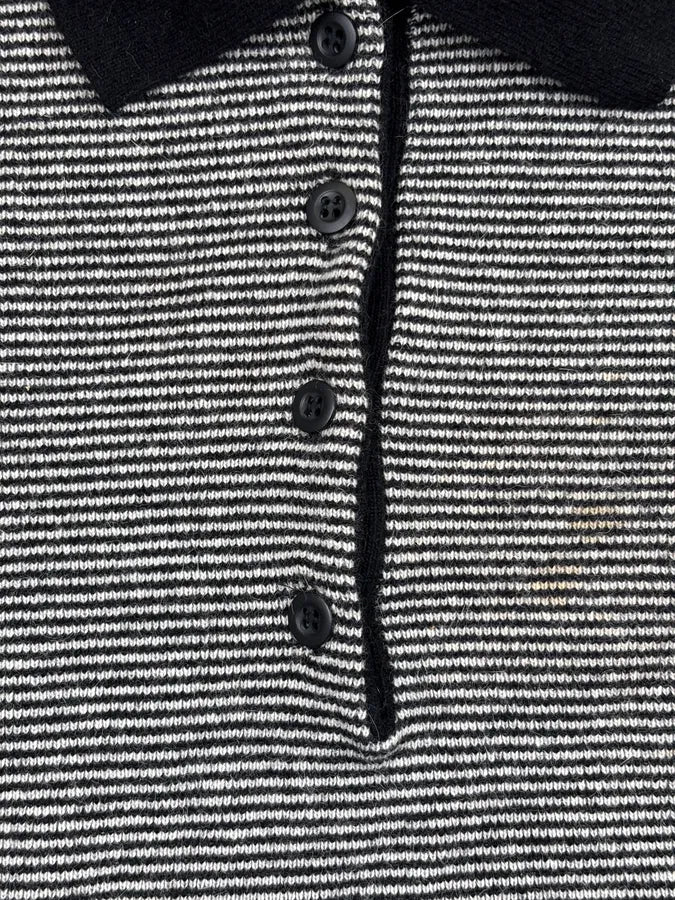 AW1981 Giorgio Armani Grey Striped Cotton Polo Sweater aQsHfyH 6