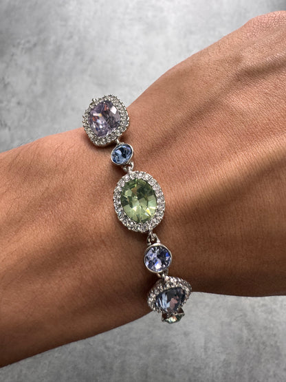 1990s Givenchy Gemstones Reversible Stainless Steel Bracelet (OS)