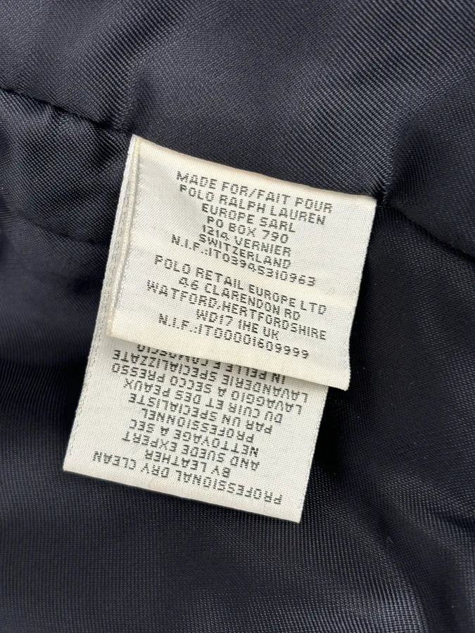 2010s Ralph Lauren Black Buffalo Leather American Flag Biker Jacket RfmWBKQ 9