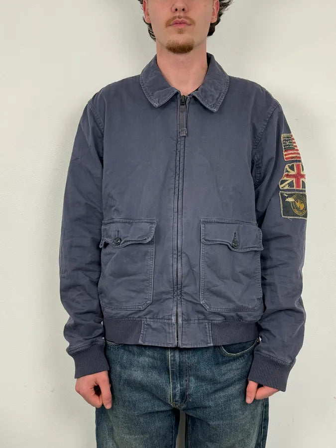 2010s Ralph Lauren Navy Faded Cargo Bomber Jacket HNdjaSo 1