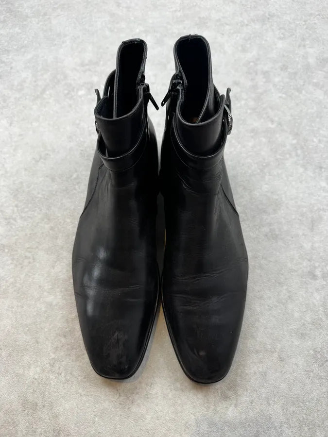 AW2015 Roberto Cavalli Black Ornament Buckle Chelsea Boots xcbuLhp 3