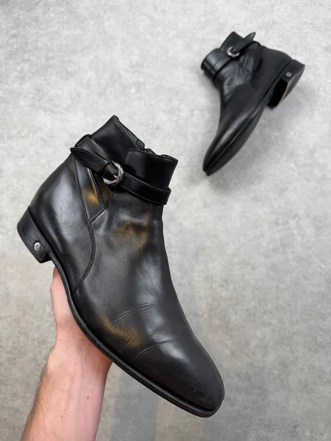 AW2015 Roberto Cavalli Black Ornament Buckle Chelsea Boots xcbuLhp 0
