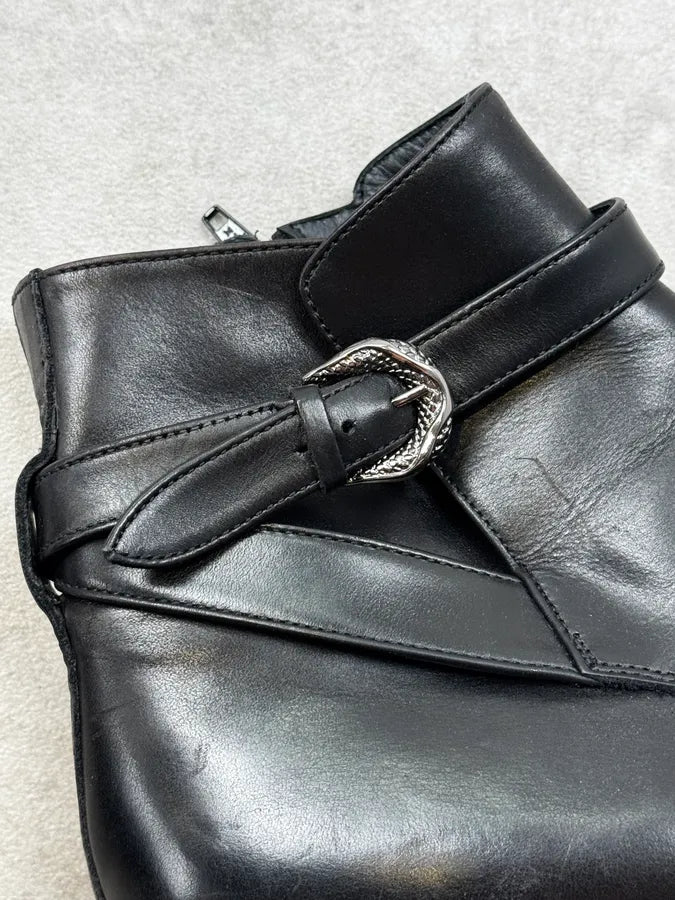 AW2015 Roberto Cavalli Black Ornament Buckle Chelsea Boots xcbuLhp 6