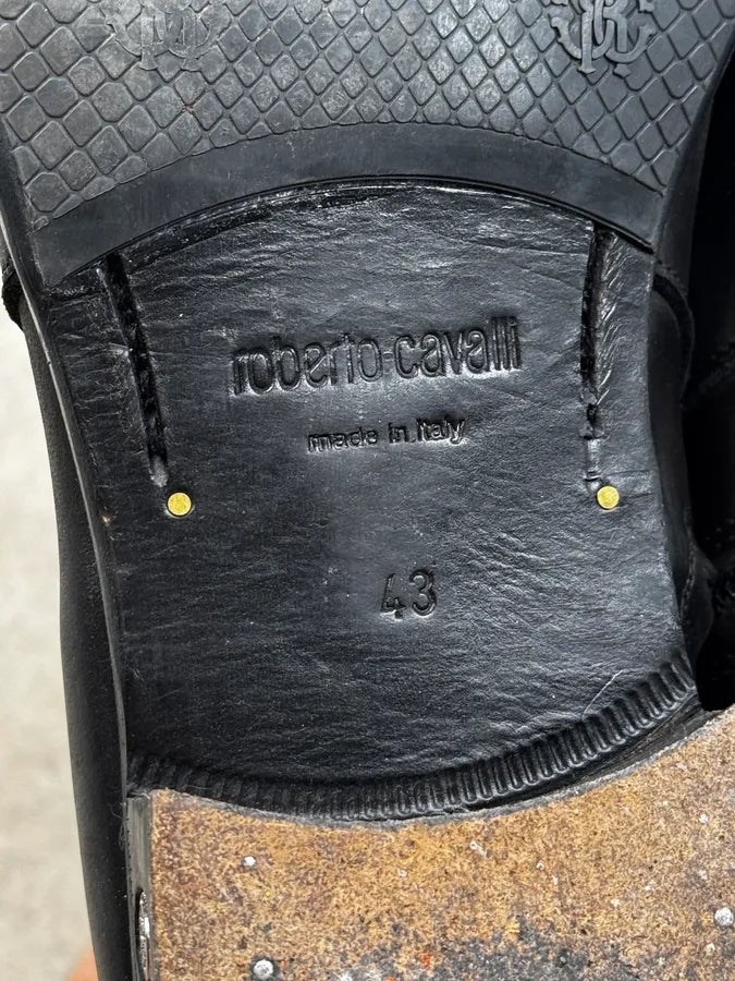 AW2015 Roberto Cavalli Black Ornament Buckle Chelsea Boots xcbuLhp 8