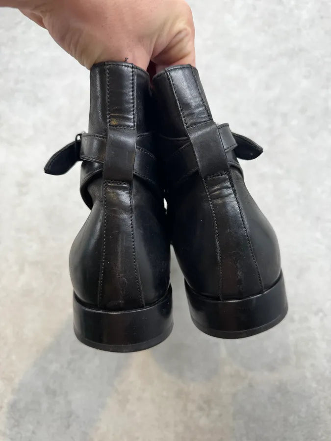 AW2015 Roberto Cavalli Black Ornament Buckle Chelsea Boots xcbuLhp 4