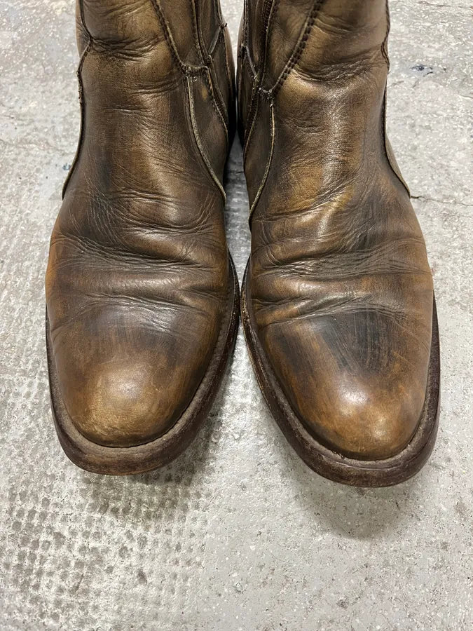 1990s Archive Bronze Eroded Leather Biker Boots yXVsELz 3