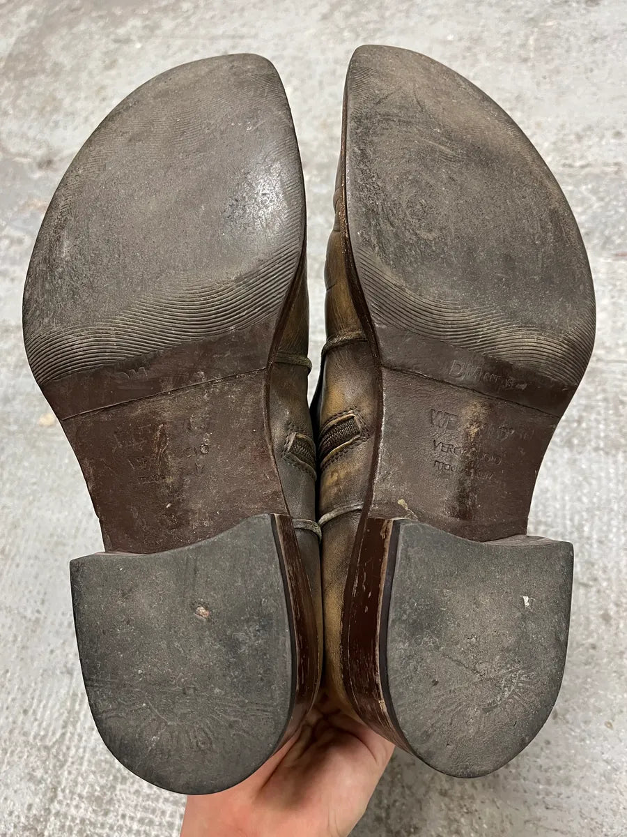 1990s Archive Bronze Eroded Leather Biker Boots yXVsELz 5