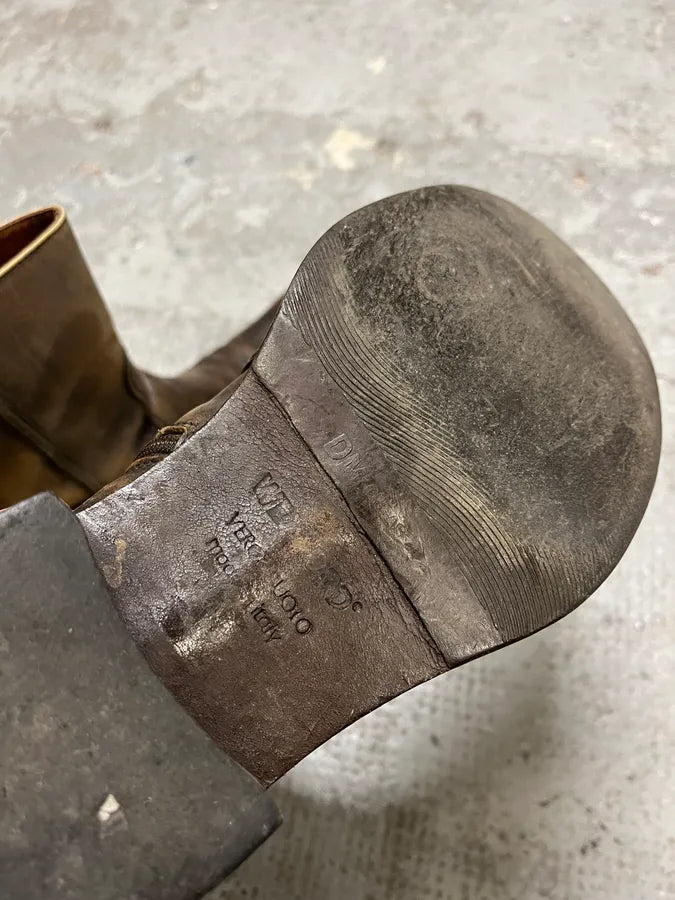 1990s Archive Bronze Eroded Leather Biker Boots yXVsELz 6