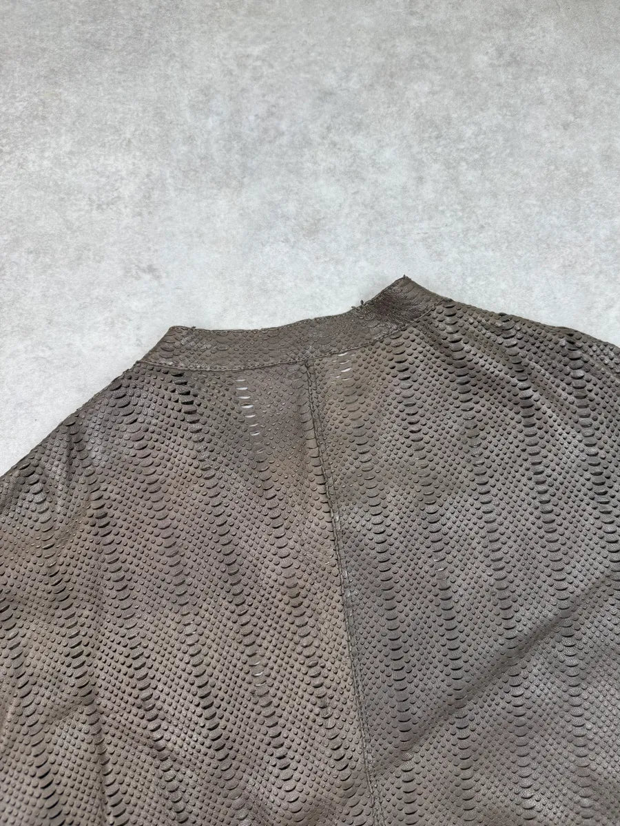 1990s Archive Brown Perforated Avant-Garde Leather Jacket CtEqrrw 6