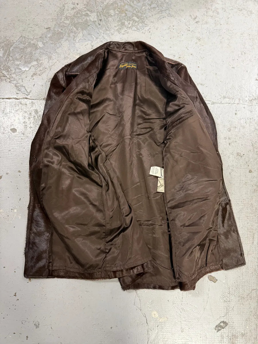 1990s Archive Brown Pony Hair Leather Long Coat kIlvjLG 5