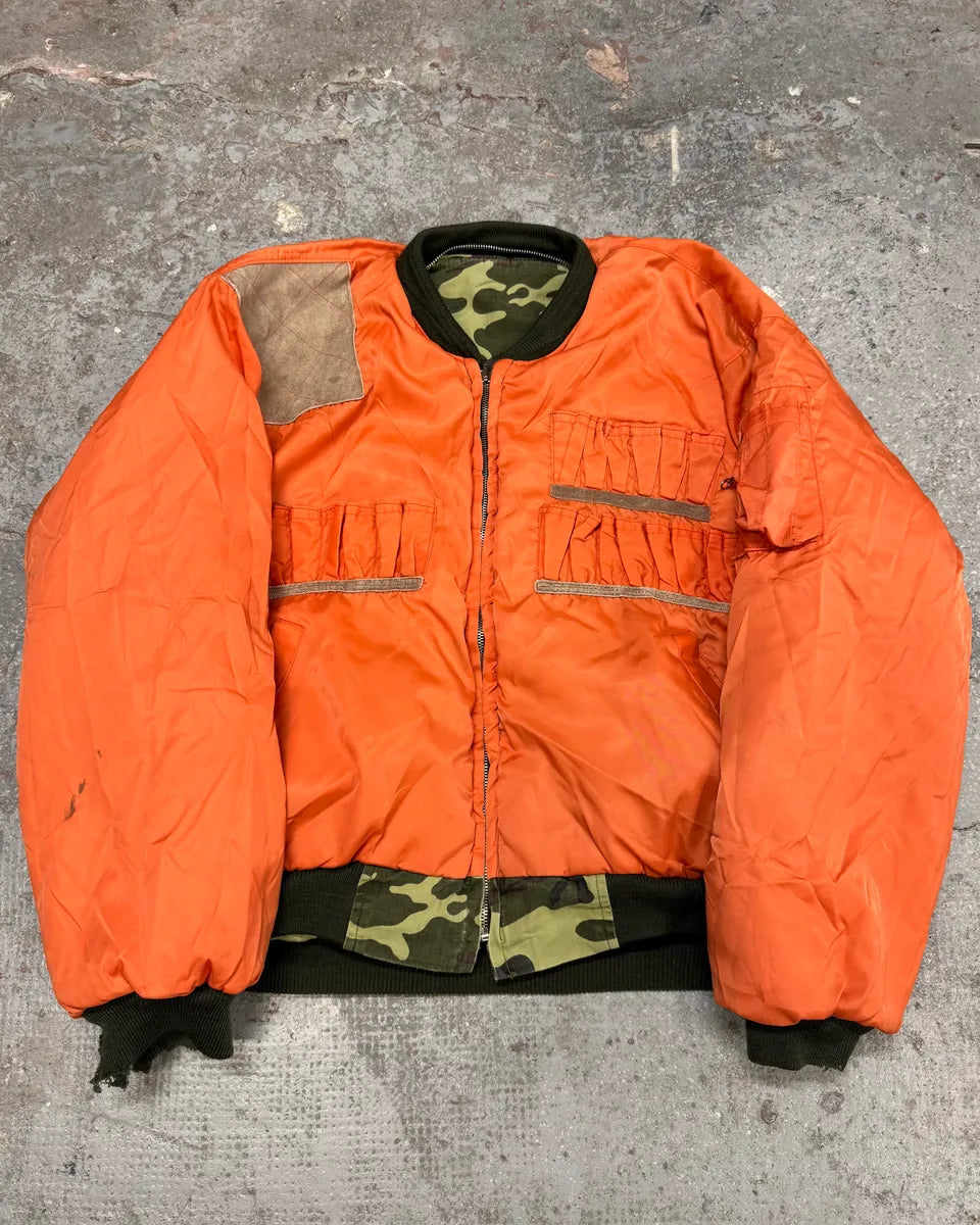 1990s Archive Hunting Reversible Orange Camouflage Bomber Jacket (L) 0