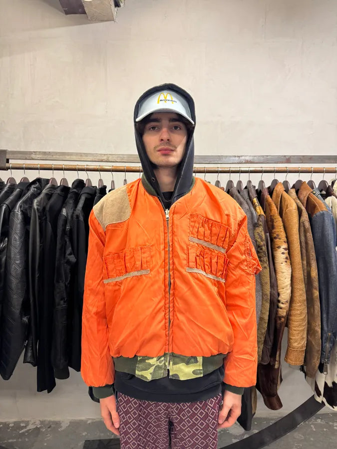 1990s Archive Hunting Reversible Orange Camouflage Bomber Jacket (L) 2