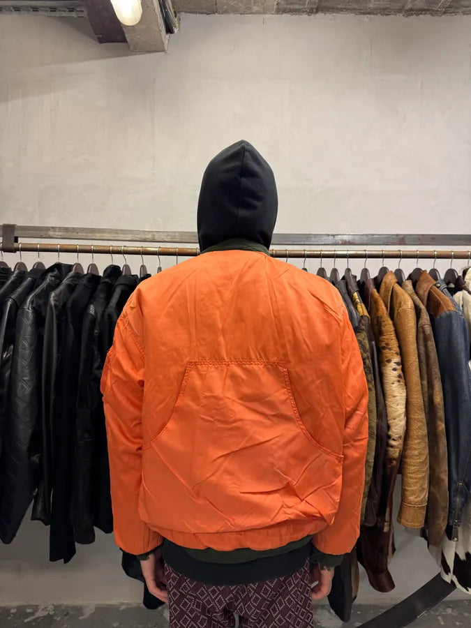 1990s Archive Hunting Reversible Orange Camouflage Bomber Jacket (L) 3