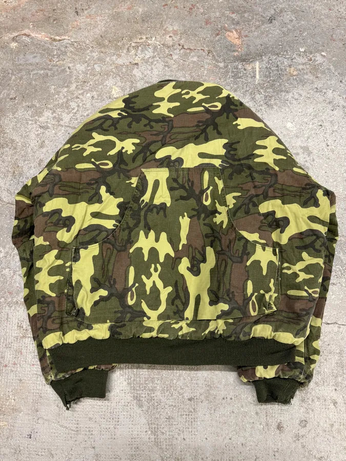 1990s Archive Hunting Reversible Orange Camouflage Bomber Jacket (L) 6