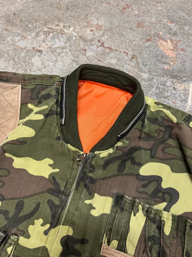 1990s Archive Hunting Reversible Orange Camouflage Bomber Jacket (L) 7