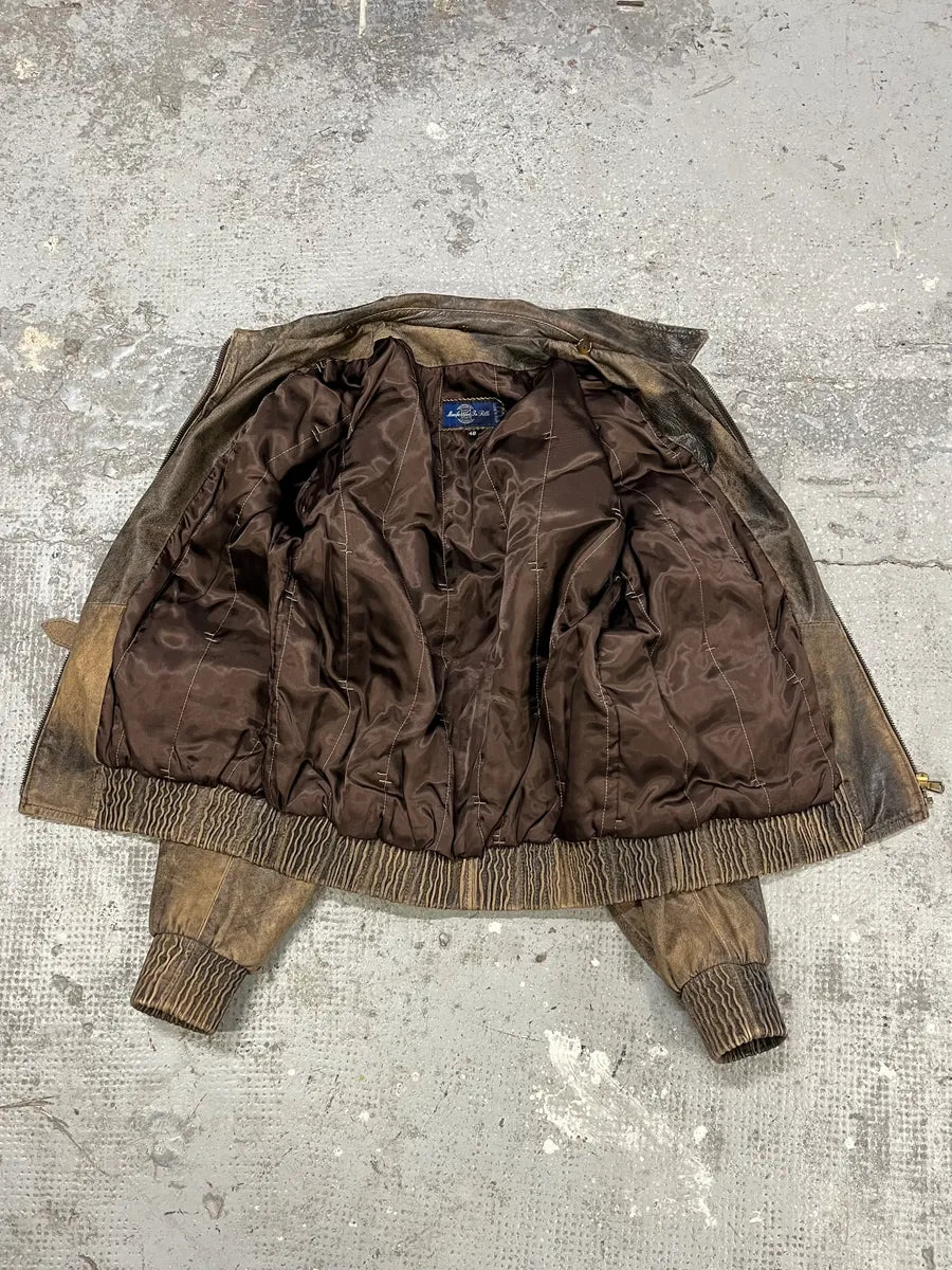 1990s Archive Italian Eroded Bondage Cargo Leather Jacket (S) EMhwcKm 9