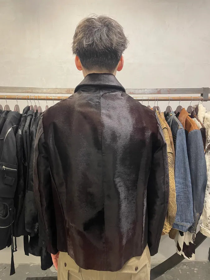 1990s Armand Basi Brown Pony Hair Leather Jacket (L) 2