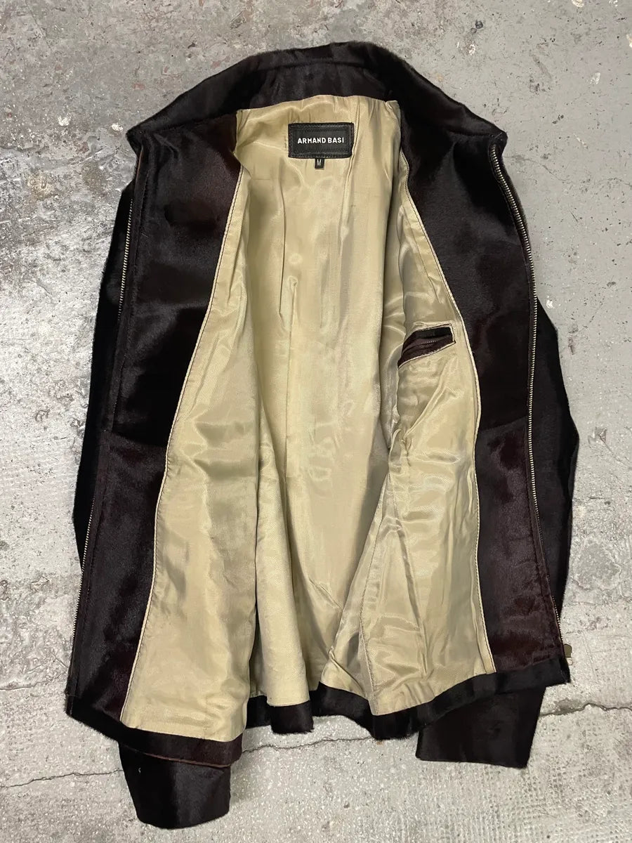 1990s Armand Basi Brown Pony Hair Leather Jacket (L) 7