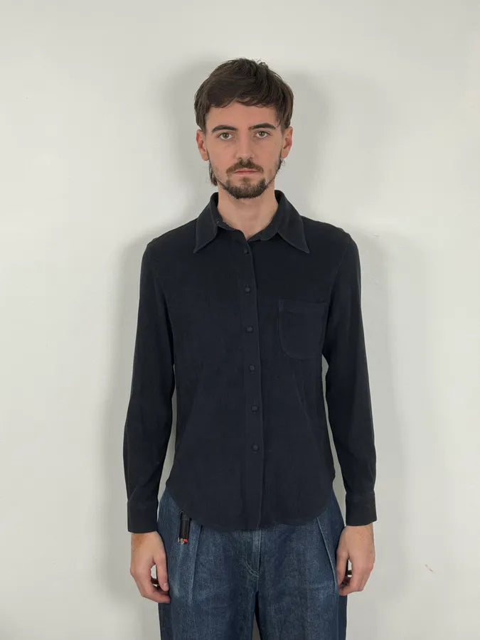 1990s Armani Alcantara Navy Dark Shirt yMUBZlH 1