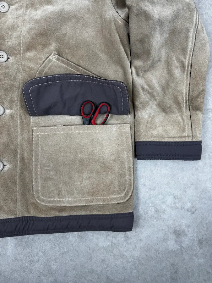 1990s Armani Beige Shearling Leather Jacket tbOktxx 9